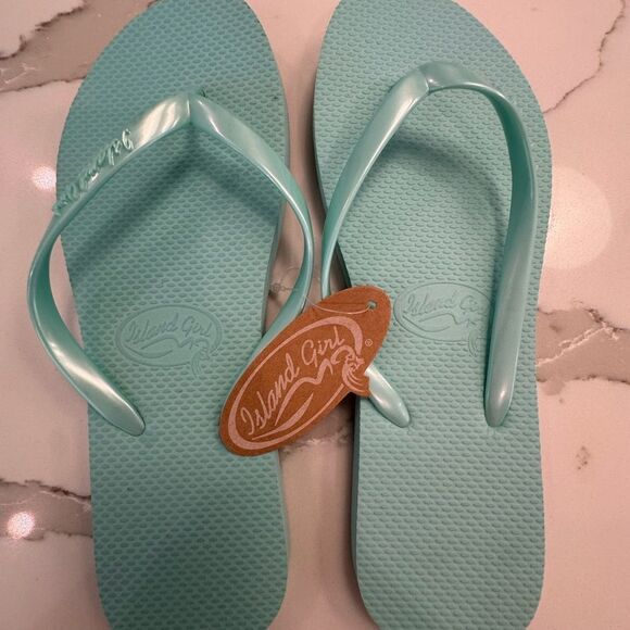 Island Girl Aqua Flip Flops - Picture 1 of 4
